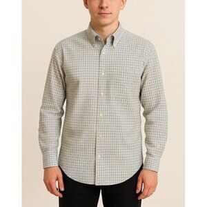 Brooks Brothers Shirt XL Non Iron Plaid Blue Yellow Long Sleeve Button Down